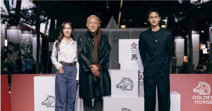 《丟包阿公到我家》上周在金馬影展舉辦首映會，演員劉冠廷（右起）、張曉雄、小薰均出席。（圖／客家公共傳播基金會／金馬執委會提供）