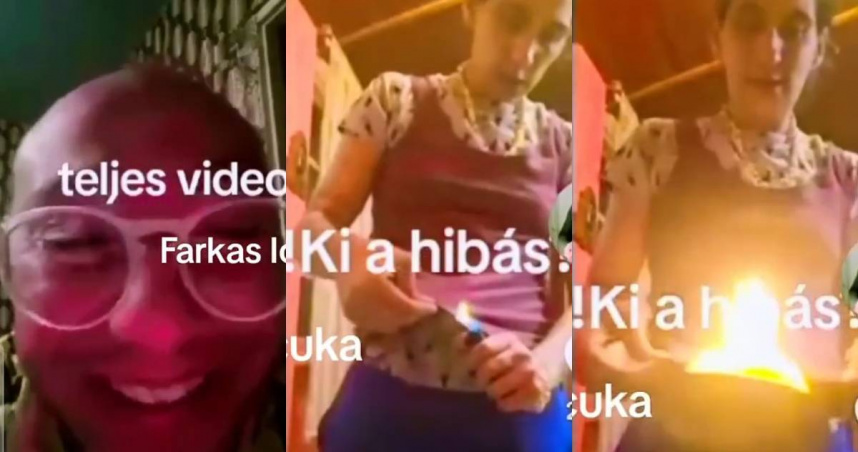 一名女子在進行TikTok挑戰時點燃自己的衣服。（圖／翻攝自X／@ABarta199511）