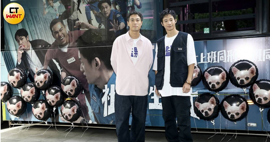 楊祐寧、黃冠智為新戲《監所男子囚生記》宣傳。（圖／侯世駿攝）