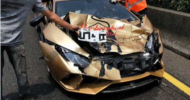 超跑大小牛國道追撞 牛頭牛尾毀損凹陷修車費百萬起跳