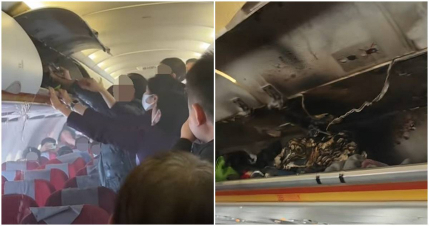 香港航空驚傳火警事故！一架空中巴士客機昨（20日）下午準備飛抵香港，怎料途中機艙內部竟突然起火。（圖／翻攝畫面）