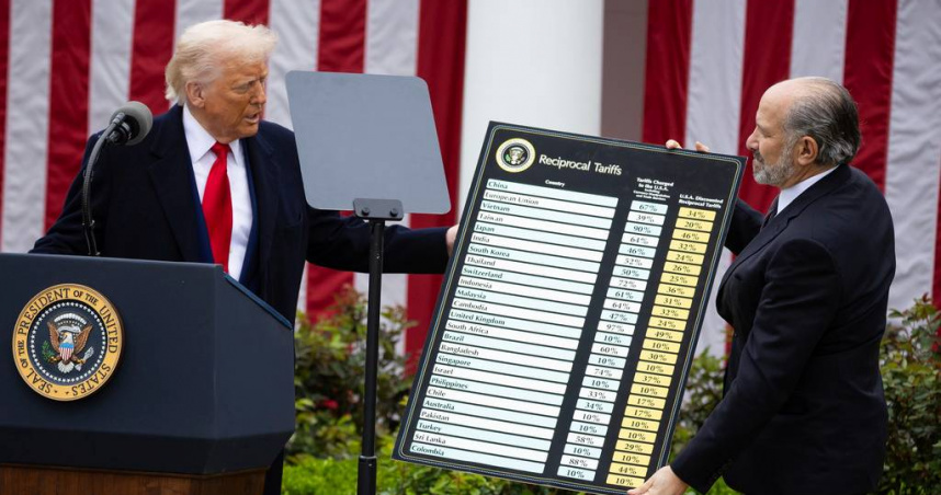 川普宣布對等關稅政策，導致美股暴跌。（圖／美聯社／達志）