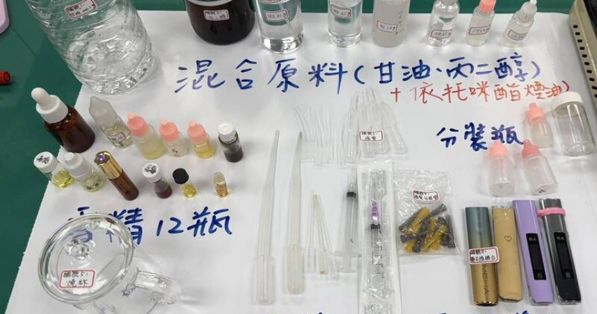 喪屍煙彈分裝場藏身出租套房！南投警逮4嫌　查扣大量依托咪酯、海洛因
