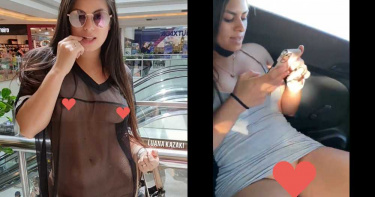 就是愛露!巨乳女星穿薄紗「三點全露」逛百貨 秀下半身「黑森林」影片