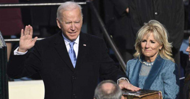 拜登發表就職演說。（圖／美聯社）