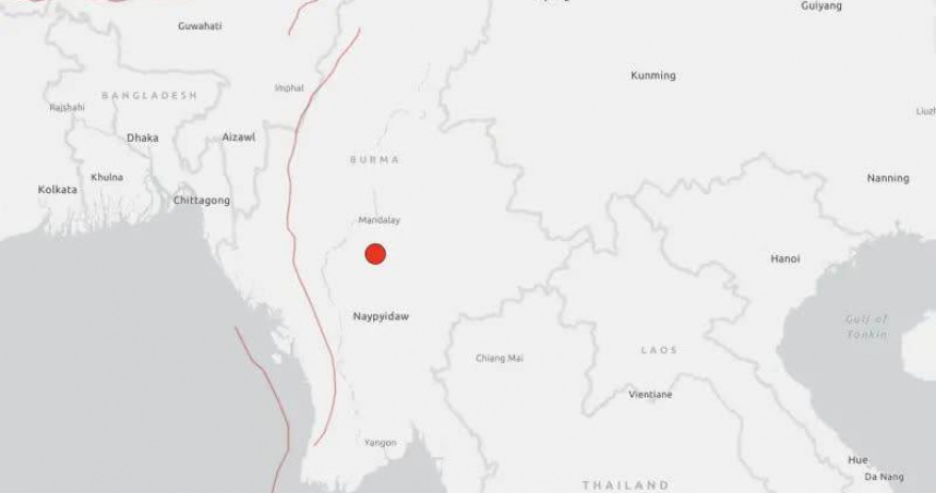 緬甸於當地時間4月13日上午8點54分發生一起地震。（圖／翻攝自USGS）
