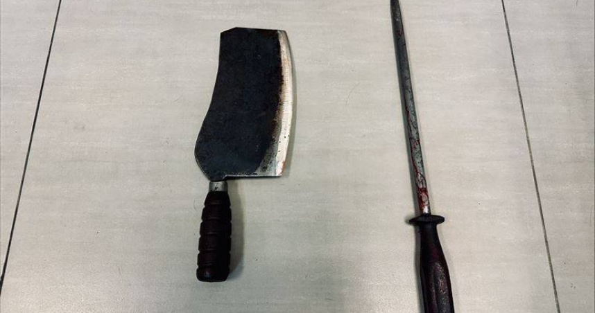 林姓老闆持刀砍人。（圖／翻攝畫面）