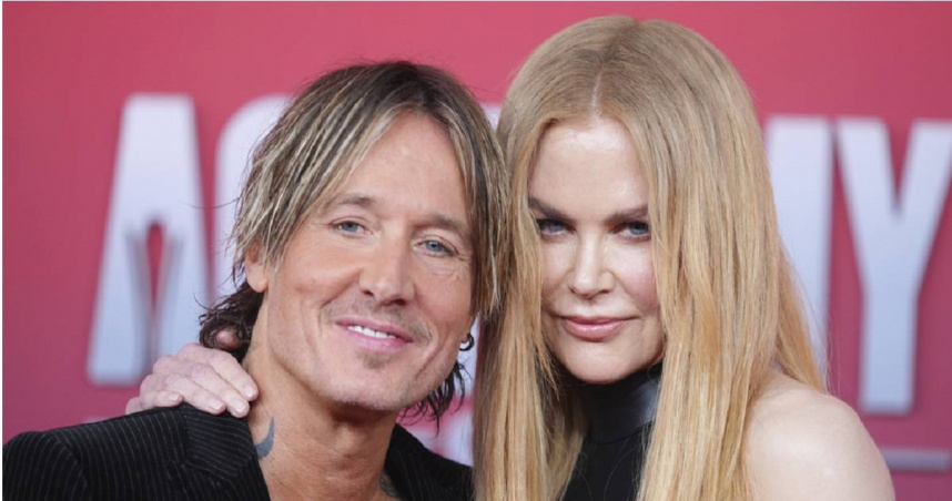 奧斯卡58歲影后妮可基嫚（右）與57歲鄉村音樂巨星齊斯艾本（左）。（圖／達志／美聯社）