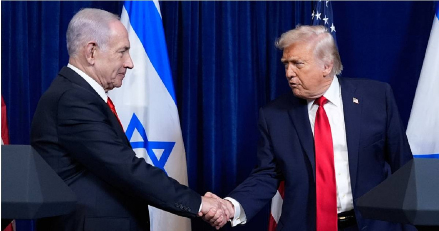 美國總統川普（右）11日與以色列總理納坦雅胡會晤。（圖／達志／美聯社）