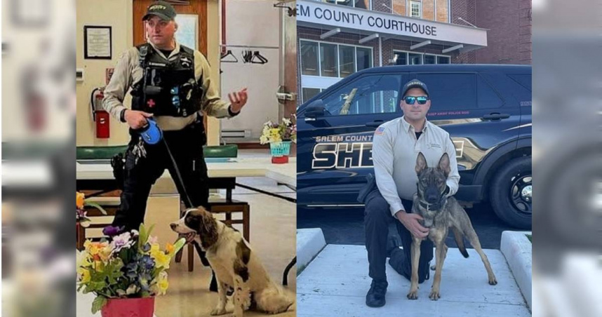 美國紐澤西州2隻警犬因一名41歲警官疏忽，害牠們在巡邏車內活活熱死。（圖／翻攝自臉書／Salem County Prosecutor's Office）