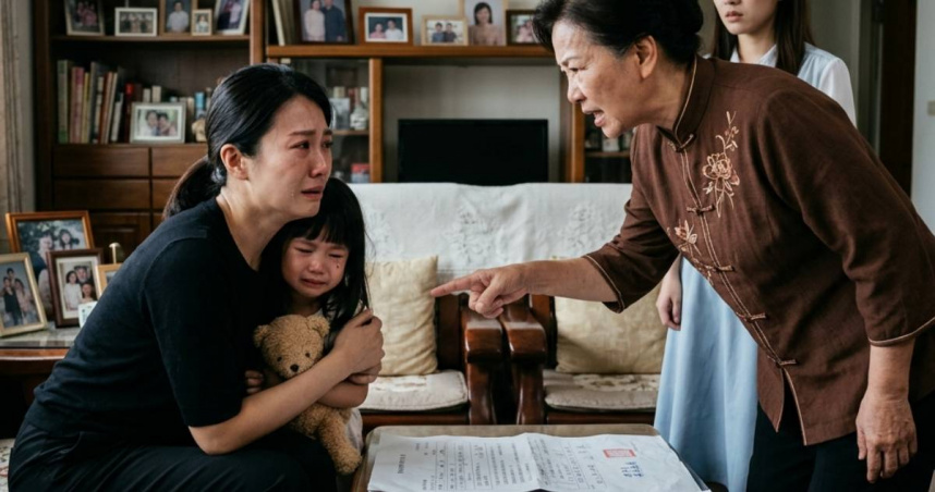 一名女子在網上發文透露，丈夫近期因病不幸去世，婆婆竟要求她將丈夫婚前購買的房屋無償過戶給小姑。（示意圖／AI生成）