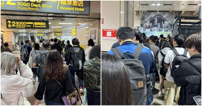 文湖線傳列車故障，忠孝復興站人潮爆炸。（圖／翻攝爆料公社）