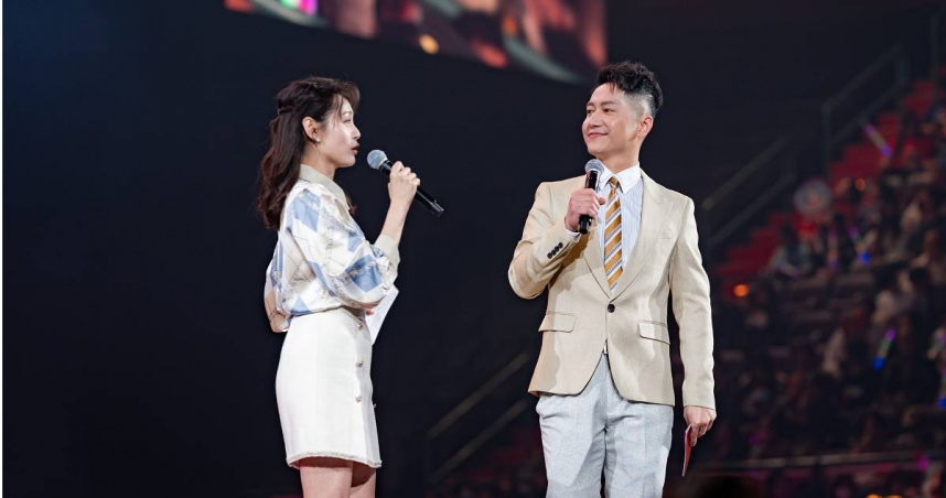 郭于中與陳酈亭搭檔暖場，炒熱小巨蛋《2026超級巨星紅白藝能大賞》現場氣氛。（圖／台視提供）