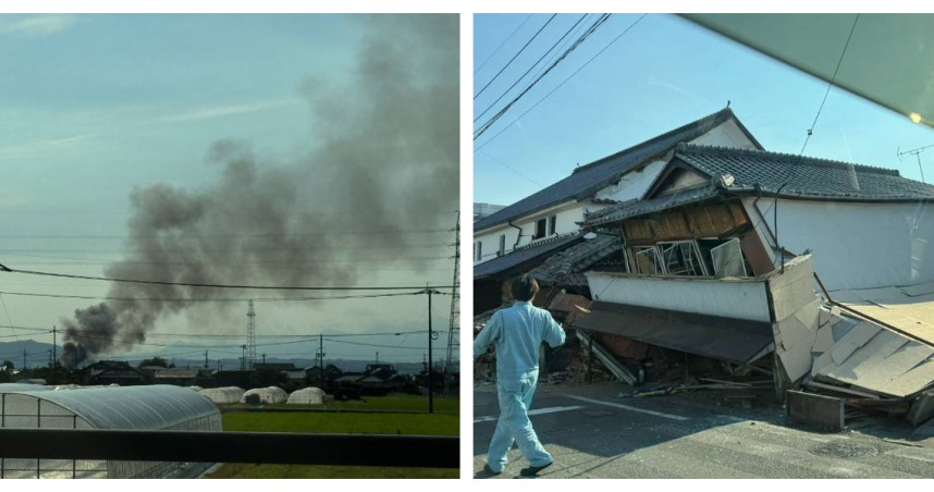 日本熊本發生規模7.1強震，最大震度達7級，一名網友在社群平台發文表示，原本正準備前往熊本市區辦事，沒想到剛抵達最大震度7的地區就遇上強震，直言現場狀況「真的很嚴重」。（圖／翻攝自X，@KINOks_game)