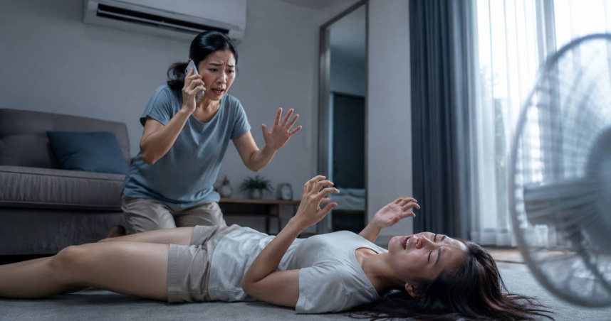 大陸一名女子長時間待在密閉冷氣房，因二氧化碳濃度過高導致腦部缺氧，送醫治療後已逐漸恢復。（示意圖／AI生成）