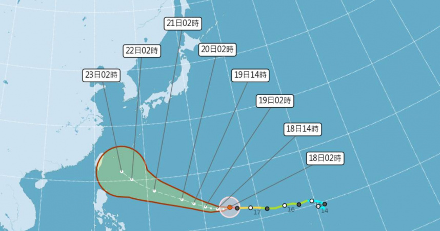 颱風「薔琵」預估23日至24日影響台灣。（圖／氣象署）