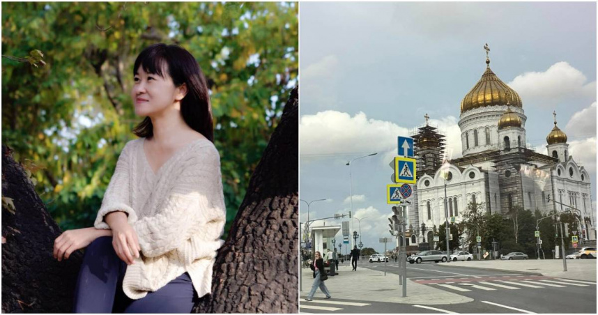 作家黃大米近日前往俄羅斯旅遊。（合成圖／翻攝自Facebook／黃大米）