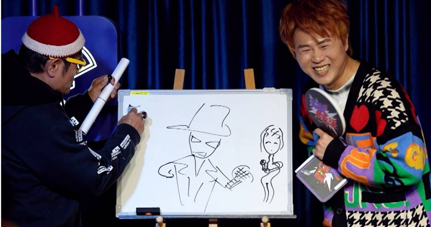 陳孟賢（右）分享自稱「全球巨星」的由來。（圖／公視台語台提供）