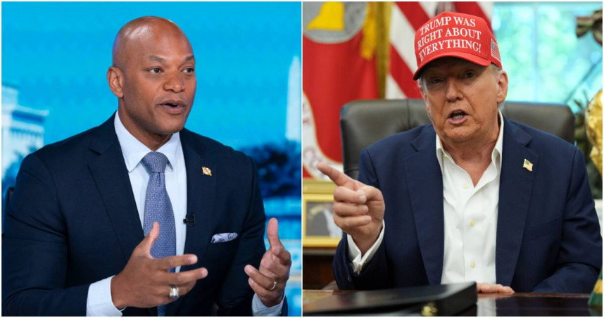 馬里蘭州州長摩爾（左）、美國總統川普（右）。（合成圖／達志／美聯社）