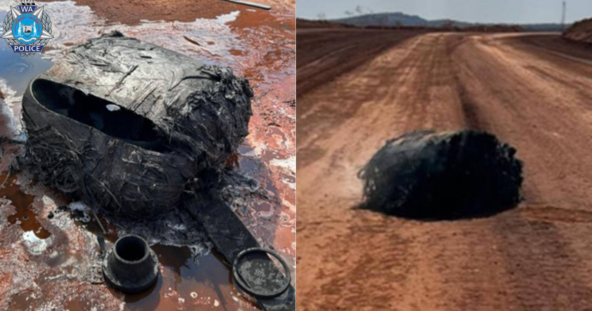 澳洲一處礦區發現不明冒煙金屬物體。（圖／翻攝自WA POLICE）