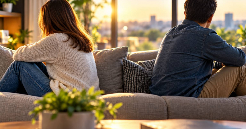 英國最新統計顯示，婚齡20年以上的夫妻占異性婚姻離婚案件26%，成為各婚齡區間中占比最高的族群。（圖／AI生成）