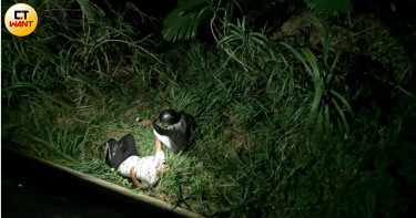 車禍被甩飛的2人分別跌落在10公尺、60公尺深的山谷，所幸僅受到輕傷。（圖／彰化消防局提供，下同）