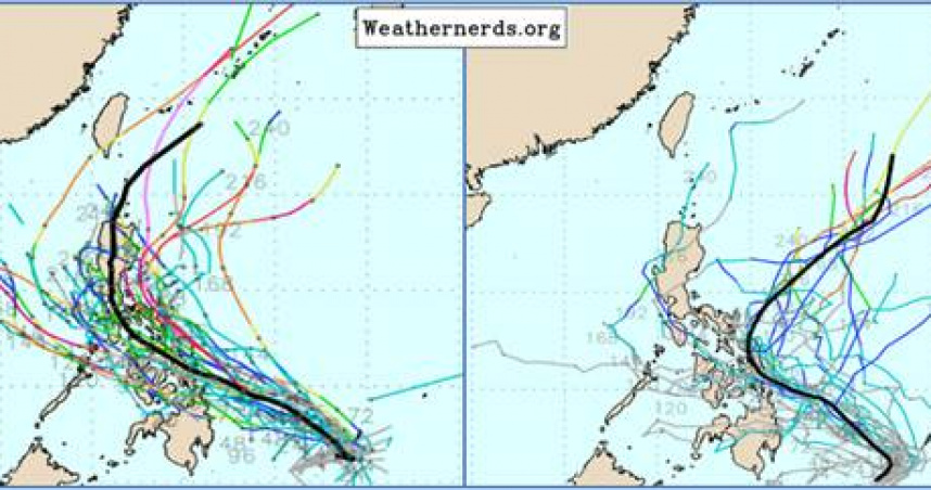 歐洲系集模式模擬與美國系集模式模擬，兩者路徑不同，但皆不利於未來10天內形成梅雨滯留鋒。（圖／翻攝weathernerds）