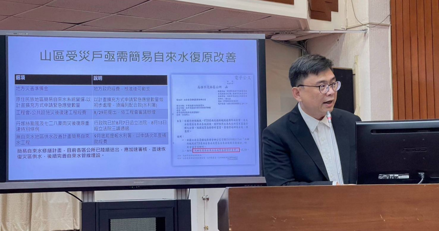 立法委員賴瑞隆在審查「災後復原重建特別預算案」時要求，將那瑪夏民生橋納入特別預算修建。（圖／賴瑞隆辦公室提供）