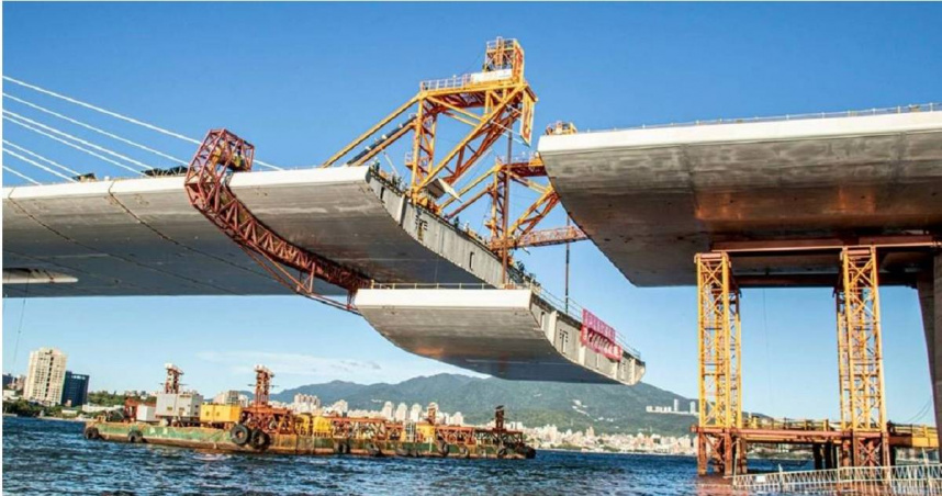 淡江大橋16日合龍，正式串接淡水與八里兩端。（公路局提供／蔡明亘台北傳真）