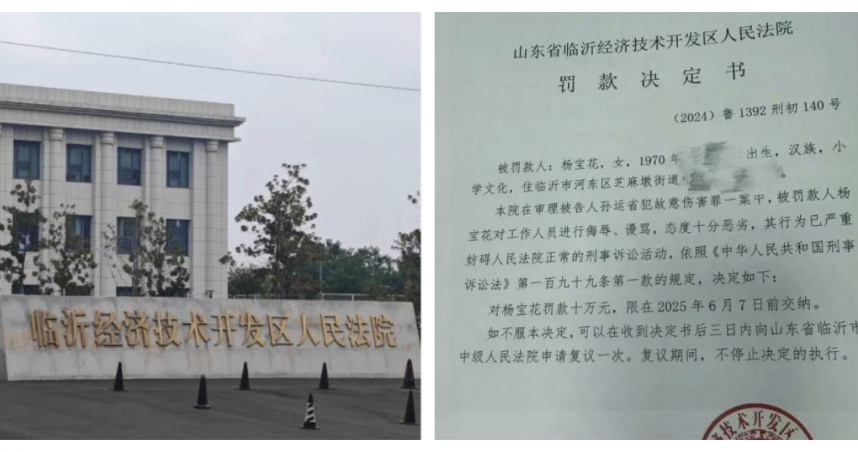 山東臨沂55歲農婦楊寶花因不滿丈夫案判決，在法院發言遭重罰，引發社會熱議。（圖／翻攝自小紅書、微博）