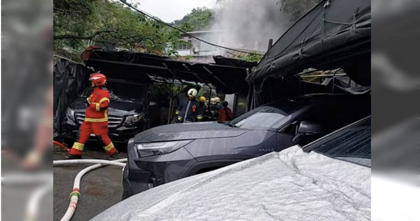 北市信義區和平東三段531巷30日下午1時許驚傳火警事故，1男被發現身體焦黑，明顯死亡。（圖／翻攝畫面）