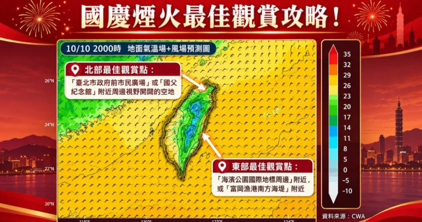 林得恩列出4處適合觀賞國慶焰火的地點。（圖／翻攝臉書／林得恩）