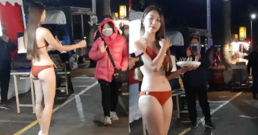 比基尼妹夜市賣芭樂!9度低溫炸「雪乳+美尻」網暴動 釣出本尊甜回6字