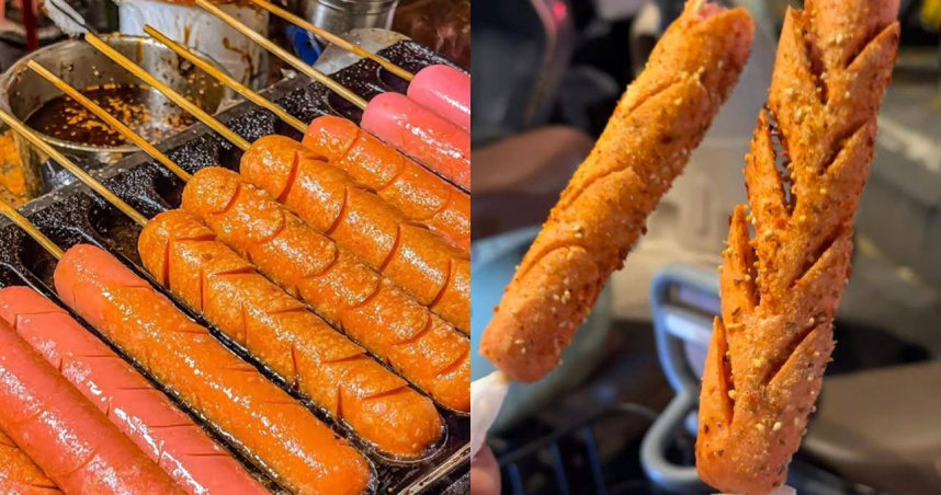 近期一款來自中國的街頭小吃「澱粉腸」在台灣掀起爭議。（圖／翻攝自小紅書）