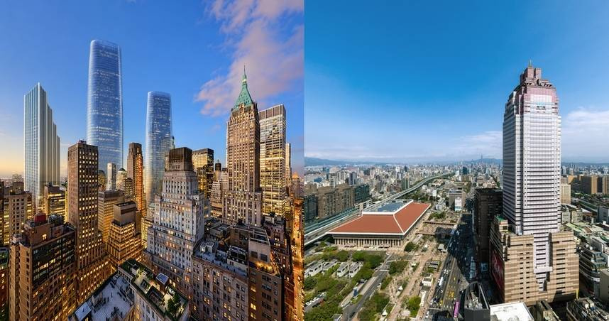台北西區國門有SOM國際建築團隊設計的台北雙星如火如荼拚2027年底落成，後續還有淡江大橋曲線建築女帝Zaha Hadid留給台北的第二號建築作品中華郵政塔，以及舊市議會都更、E1、E2明日埕等多棟超越百米的摩天建築拔地而起，媲美曼哈頓天際線。（圖／業者提供）