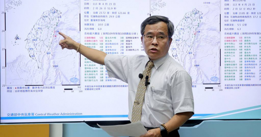 中央氣象署地震測報中心主任吳健富，說明昨晚和今日上午的兩起地震。（圖／報系資料照）