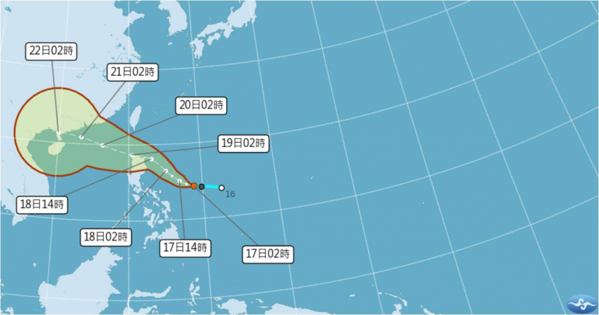 氣象署預估，最快今日下午薇帕颱風就會成形。（圖／氣象署）