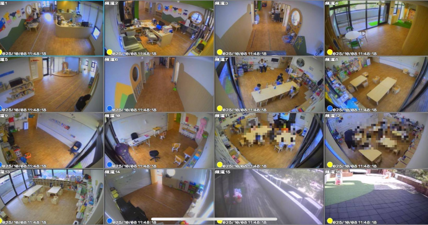 新北市議員蔡淑君貼出涉事幼兒園16台監視器的畫面與位置。（圖／翻攝自Facebook＠cai.shu.jun.367669 ）