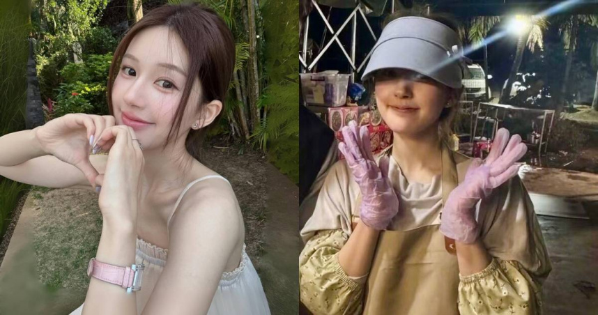 趙露思零偽裝在路邊擺攤賣小吃。（圖／翻攝趙露思IG、芒果媽媽微博）