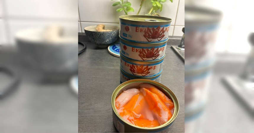 謝麗金花1298元網購「帝王蟹罐頭」開箱看傻　曬照糗認：又上當了