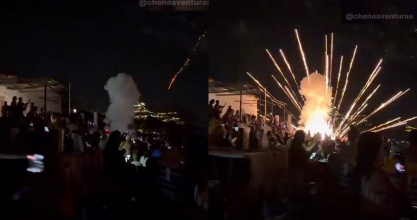 西班牙阿爾特亞海灘發生煙火爆炸意外，造成至少27人受傷。（圖／翻攝自X／@JoekieC）