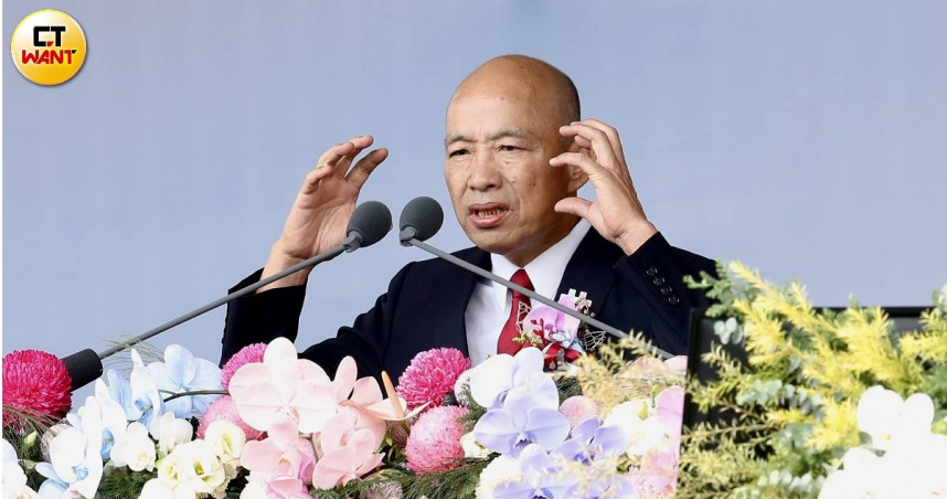立法院長韓國瑜發表雙十國慶致詞，呼籲朝野共同捍衛中華民國。（圖／方萬民攝）
