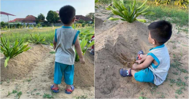 雙親車禍亡 2歲童耶誕節呆坐墳前…輕撫黃土喊「媽媽」