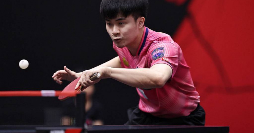 林昀儒在WTT新加坡大滿貫男單前進到8強。（資料照／WTT提供）