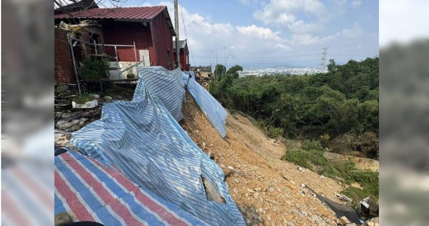 彰化三合院前崩出10層樓深大峽谷。（圖／翻攝畫面）