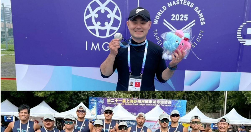 台灣順豐同仁們在2025年台北世界壯年運動會榮獲壘球銀牌；還有組隊出征上海國際龍舟邀請賽在200公尺與100公尺直道賽中雙雙奪冠。（圖／台灣順豐提供）