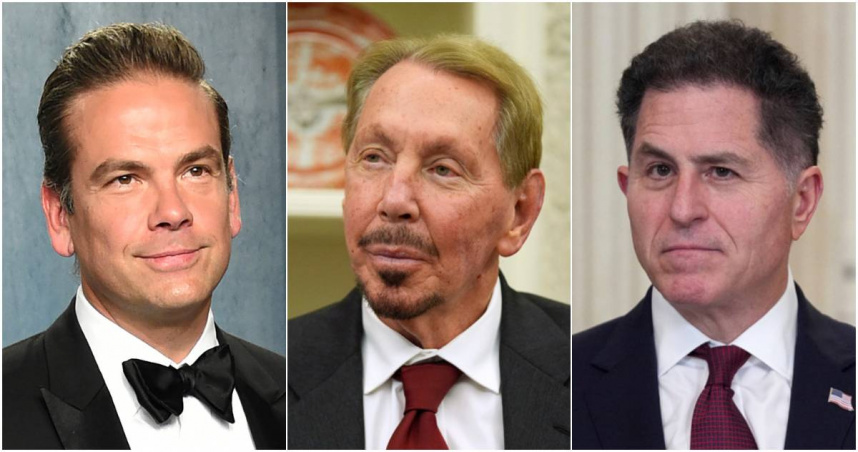 由左至右為拉克蘭（Lachlan Murdoch）、艾利森（Larry Ellison）、戴爾（Michael Dell）。（合成圖／達志／美聯社）