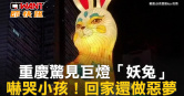 圖說-重慶驚見巨燈「妖兔」　嚇哭小孩！回家還做惡夢