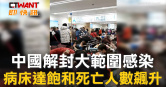 圖說-中國解封大範圍感染  病床達飽和死亡人數飆升