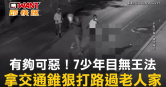 圖說-有夠可惡！7少年目無王法　拿交通錐狠打路過老人家